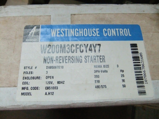 W200M3CFCY4Y7 WESTINGHOUSE Vantagem Starter 3-POLE Nema não reversível 3-Fase