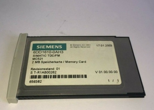 SIEMENS 6DD1610-0AH3 Cartão de Memória 2MB Mc521 Df Cs Fa Produtos de Suporte PLC IPC