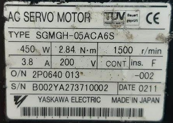 Yaskawa SGMGH-05ACA6S 0,45kw AC Servo Motor Novo Original