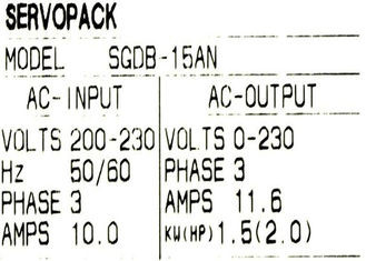 SGDB-15AN Industrial Servo Drives 850w Yaskawa Input 10.0AMPS AC 50/60hz