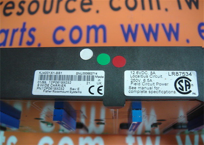 Emerson DeltaV KJ4001X1-BB1 12P0619X032 8 WIDE I/O CARRIER Módulo de fonte de alimentação redundante